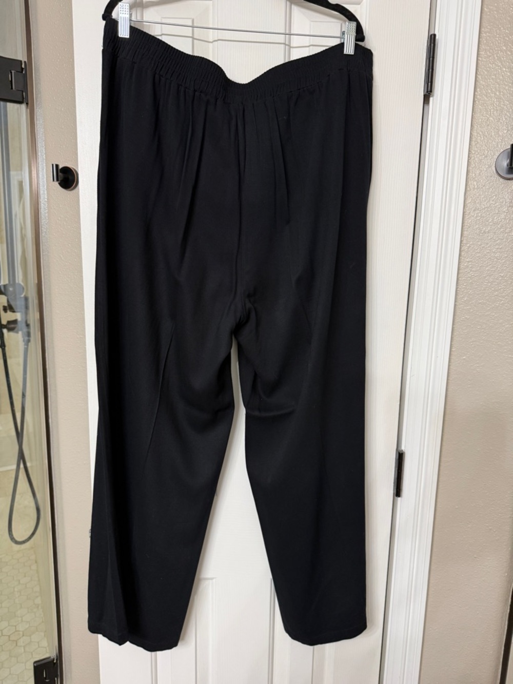Womens Black Elastic back wide leg Pants